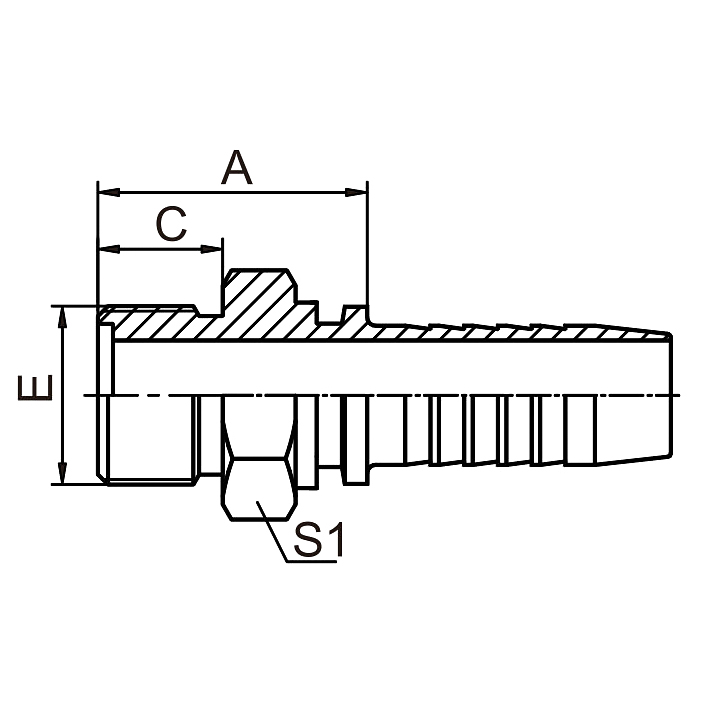 Hose Fitting 10311 adopts O‑ring metric male flat seat structure for reliable sealing.