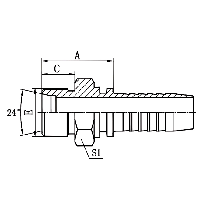 Hose Fitting 10511 – Metric Male 24° Cone Seat H.T. ISO 8434-1 DIN 3861