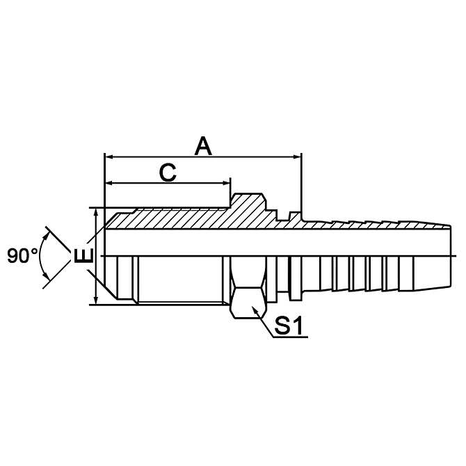 Hose Fitting 10811L – Metric Male 90° Cone Seat