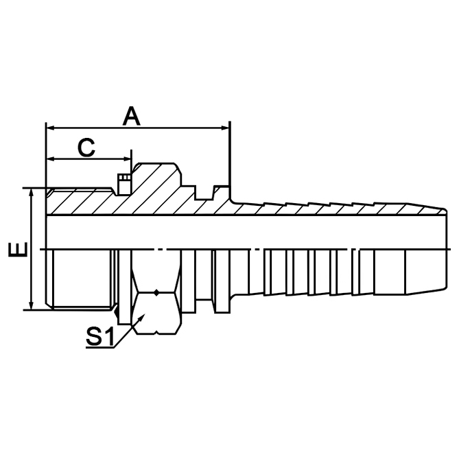 Hose Fitting 12211: BSP male with O‑ring seal.