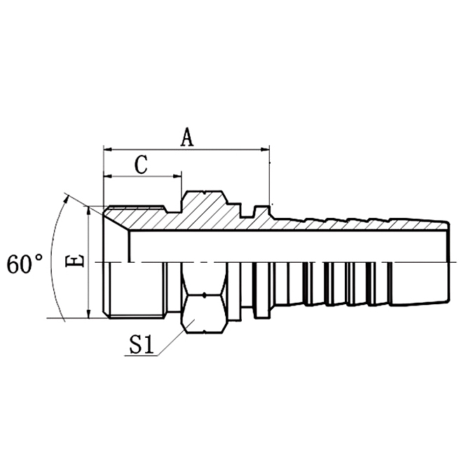 Hose Fitting 12611 - BSP Male 60° Cone Seat