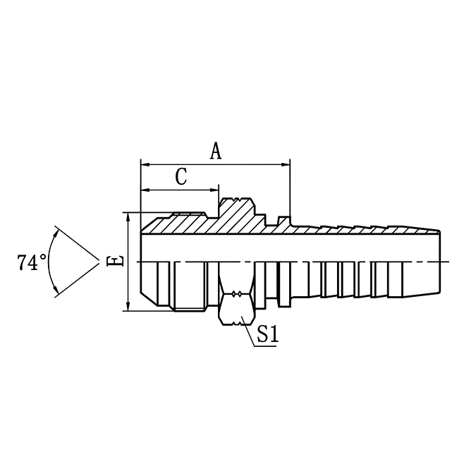 Hose Fitting 16711 JIC Male 74° Cone