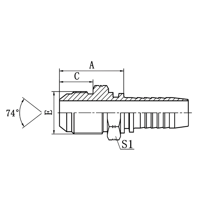 16711L JIC Male 74° Cone Hydraulic Hose Fitting