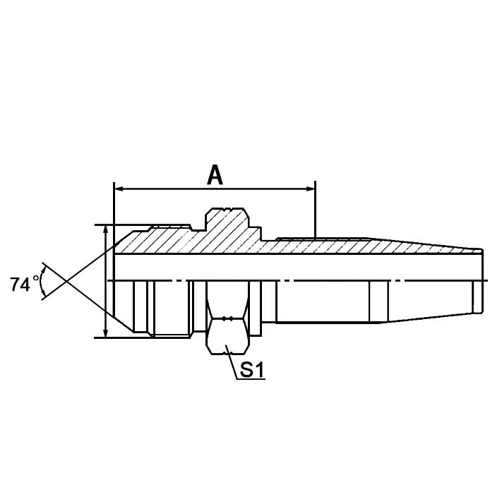 Hydraulic hose fitting 16718 JIC Male 74° Cone SAE J514