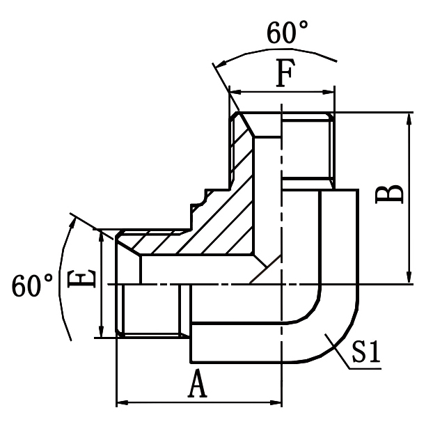 1B9 90° Elbow BSP Male 60° Seat Hydraulic Adapter