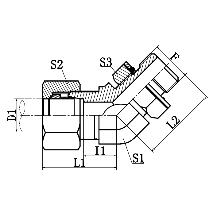 1CH4-OG-RN 45° Elbow Stud End