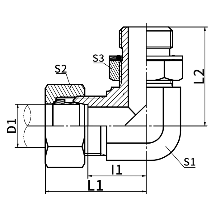 1DH9-OG-RN 90° Elbow Stud End