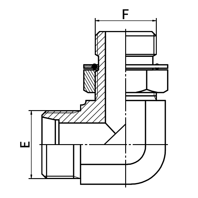 1DH9-OG 90° Elbow ISO 6149