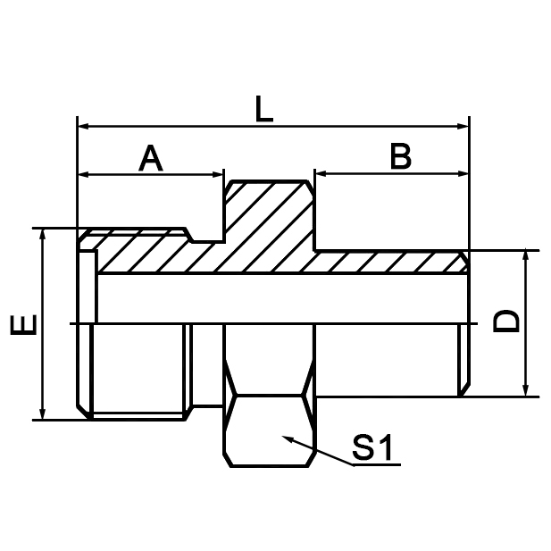 1EW Metric Male O-Ring to Butt-Weld Tube Hydraulic Adapter