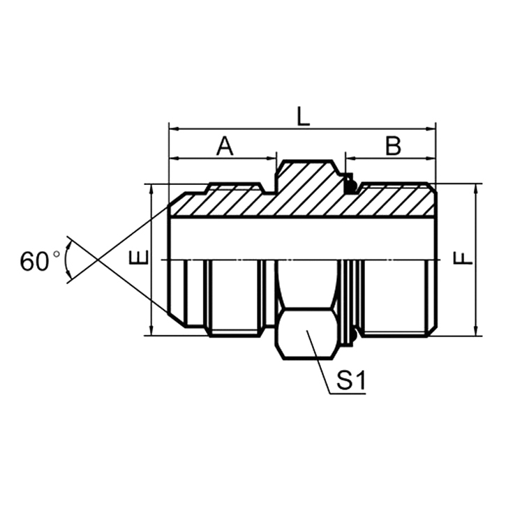 1KG JIS 60°Cone to BSP Male Ring Hydraulic Adapter