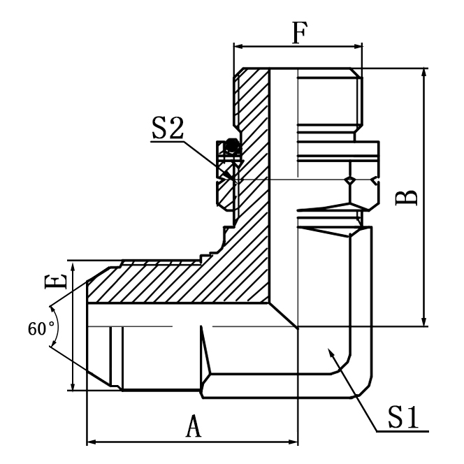 1KG9-OG 90° JIS to BSP Adjustable Stud End Run Tee