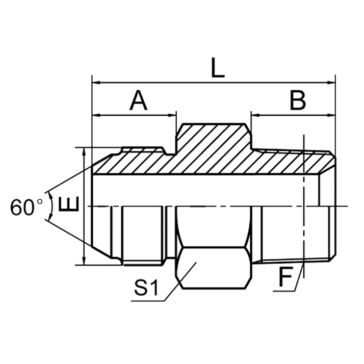 1KT-SP Metric 60°Cone to BSPT Male Hydraulic Fitting