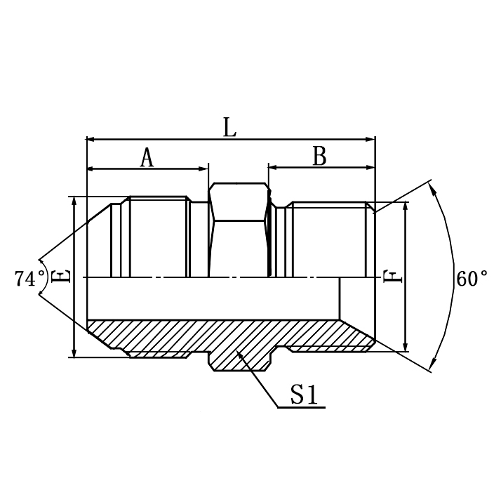 1QB Dual Seal Metric to BSP Hydraulic Adapter Fitting