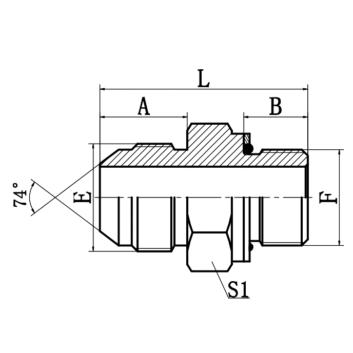 1QG Metric 74°Cone to BSP Male Adapter