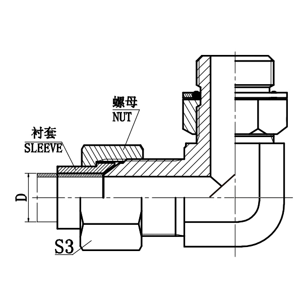 1QH9-OG-RN 90° Elbow ISO 6149-3 L-Series Adapter