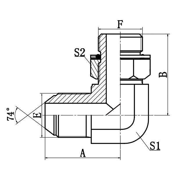 1QH9-OG 90° Elbow L-Series ISO 6149-3 Adapter