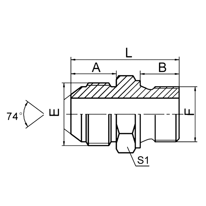 1QB-RN Metric 74°Cone BSP Dual-Seal Hydraulic Fitting