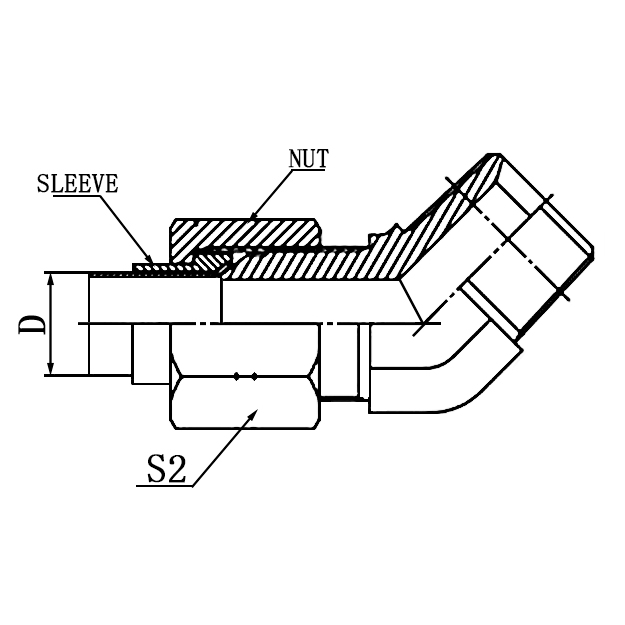 1QN4 45° NPT Hydraulic Elbow Fitting