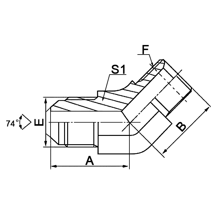 1QN4 45° NPT Metric Hydraulic Elbow