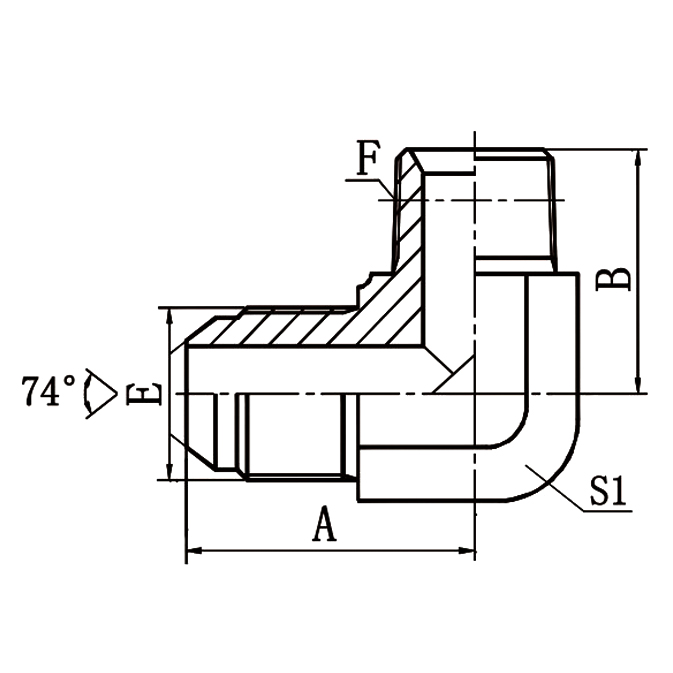 1QN9 90° Metric to NPT Hydraulic Elbow Fitting