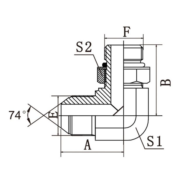 1QO9-OG 90° SAE Boss Hydraulic Elbow