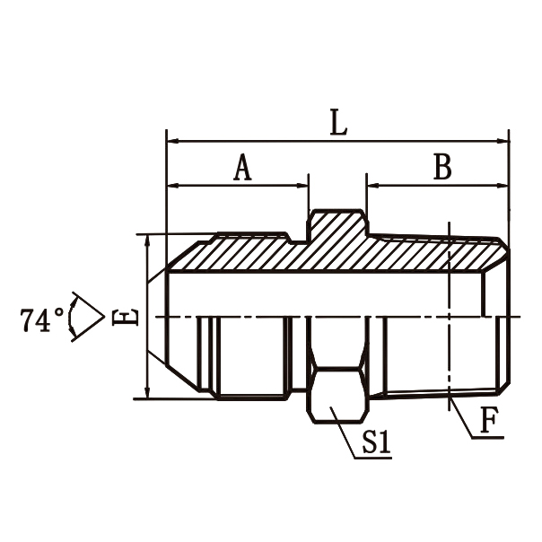 1QT-SP Metric BSPT Hydraulic Straight Fitting
