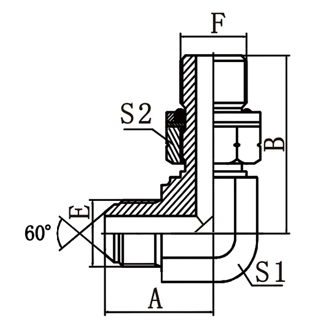 1SG9-OG 90° Elbow JIS BSP Male O-Ring Adapte