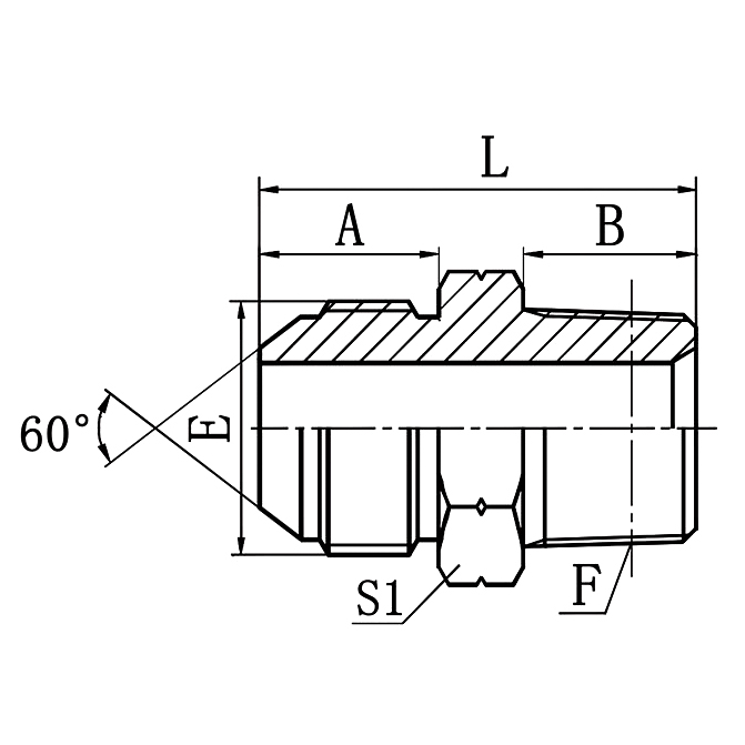 1ST JIS 60°Cone BSPT Male Hydraulic Adapter