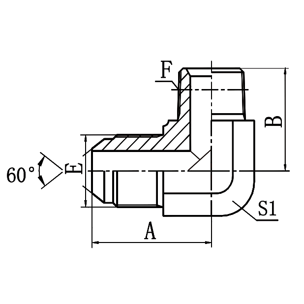 1ST9-SP 90° Elbow JIS BSPT Male Hydraulic Adapter