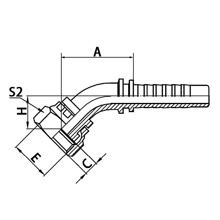 Hose Fitting 20231 – 30° Metric Female, Flat Seat