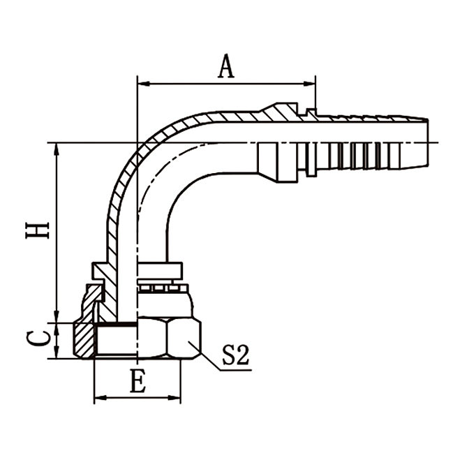 Hose Fitting 20291 – 90° Metric Female Flat Seat