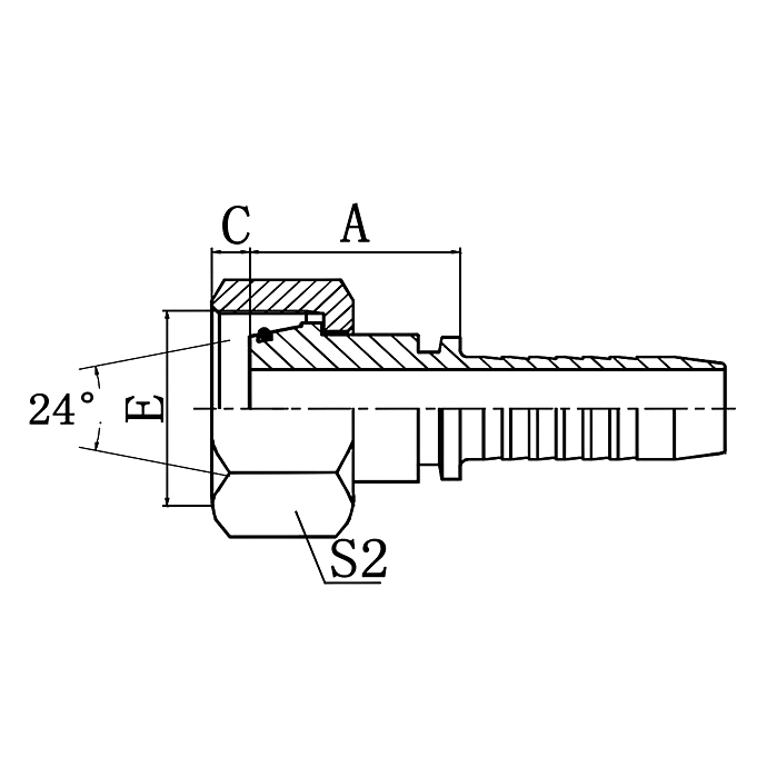 Hose Fitting 20411-T - Metric Male 24° Cone O-Ring L.T. ISO 1251-2 DIN 3865