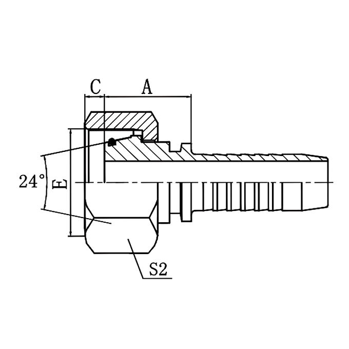Hose Fitting 20511-T  – Metric Female 24° Cone O-Ring L.T. ISO 12151-2 DIN 3865.