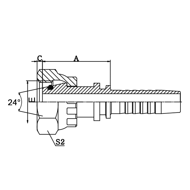 Hose Fitting 20511 – Metric Female 24° Cone O-Ring L.T. ISO 12151-2 DIN 3865.