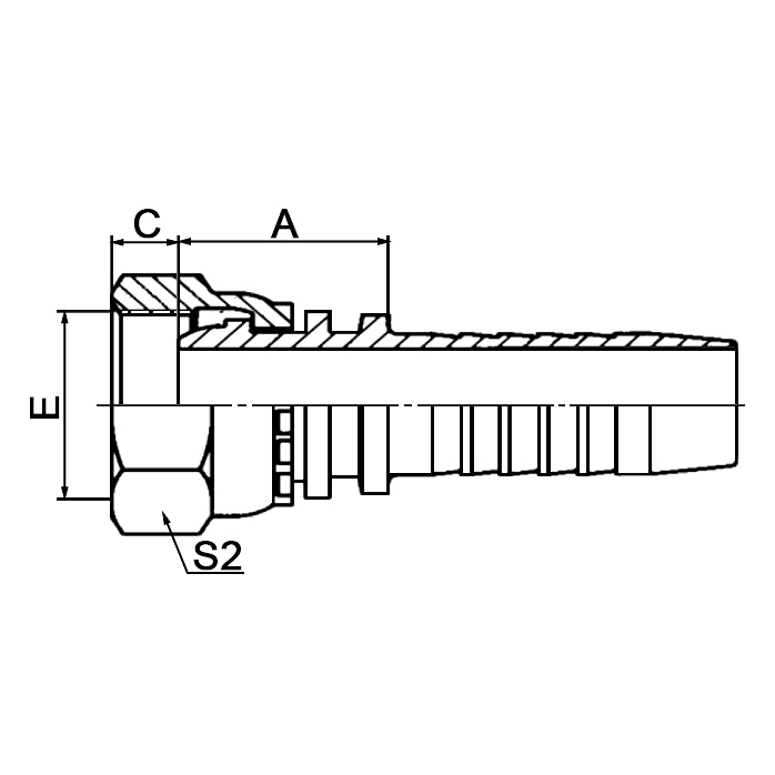 Hose Fitting 20511C – Metric Female 24° Multiseal, Heavy Type.