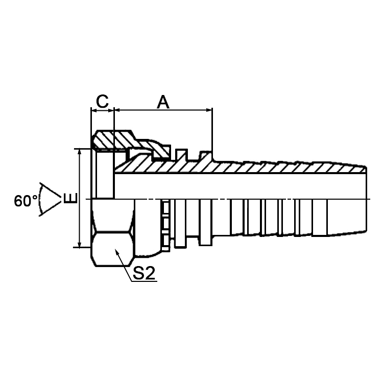 Hose Fitting 20611 – Metric Male 60° Cone Seat.