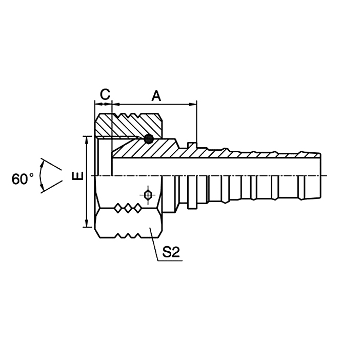 Hose Fitting 21613-W NPSM Female 60° Cone