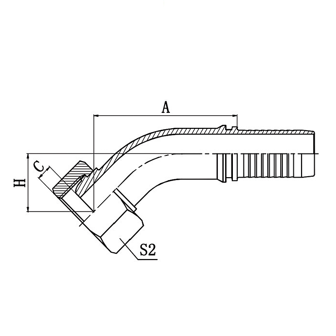 Industrial Hydraulic Hose Fitting 22141 45° BSP Female Multiseal