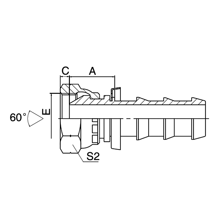 Hydraulic hose fitting 22610 BSP Female 60° Cone