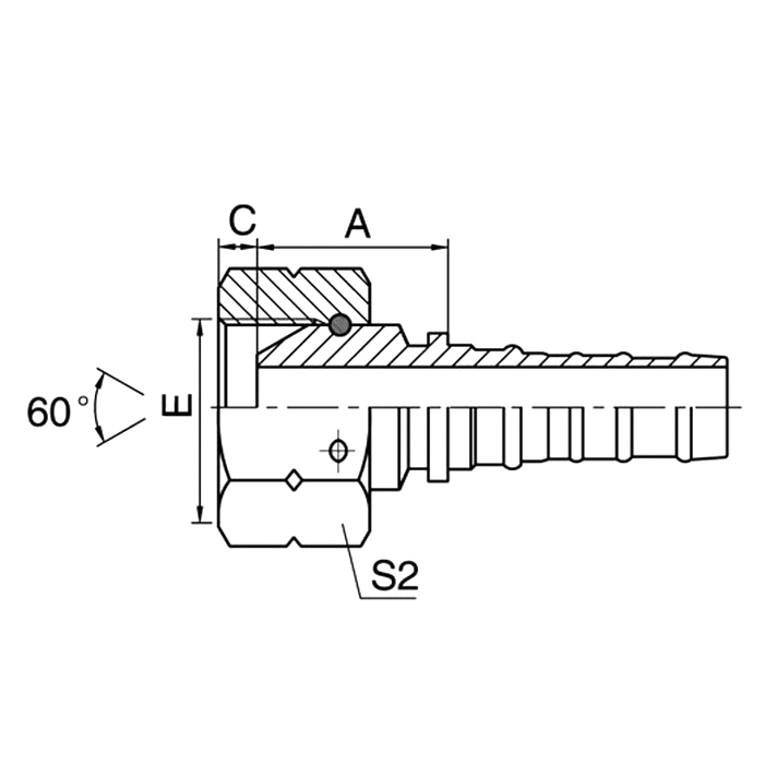 Hose Fitting 22613-W SPP Female 60° Cone,