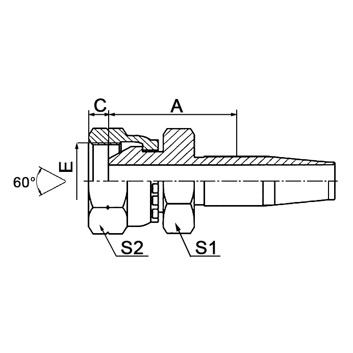 Hydraulic hose fitting 22618D-W BSP Female 60° Cone