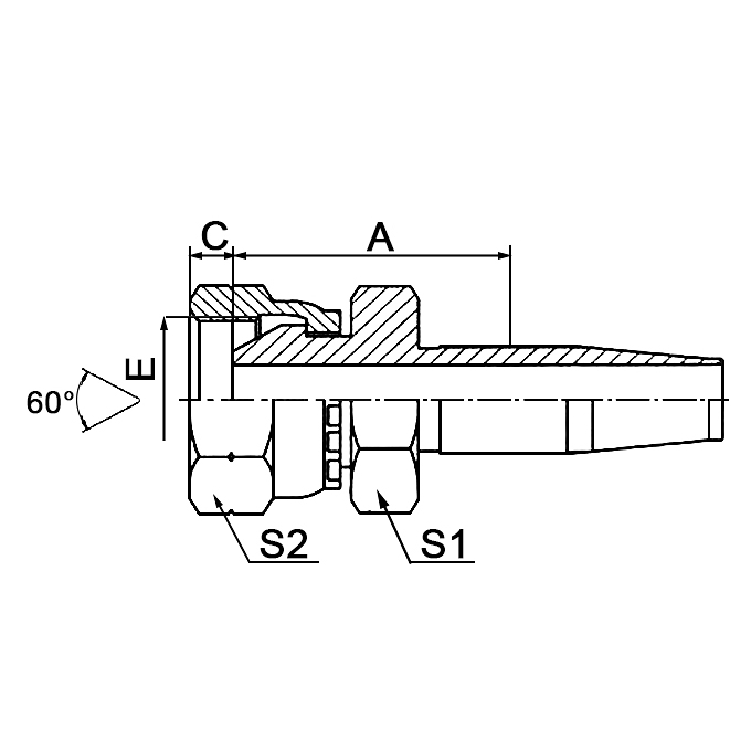Hydraulic hose fitting 22618D BSP Female 60° Cone