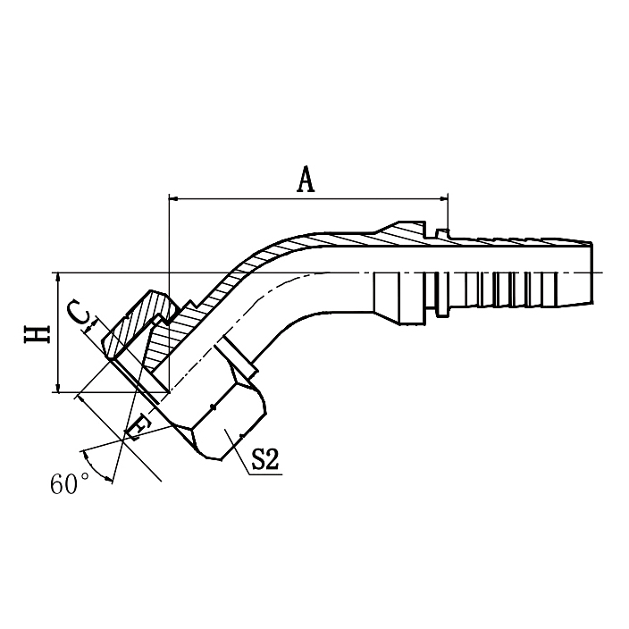 45° BSP Female 60° Cone Hose Fitting 22641-W,