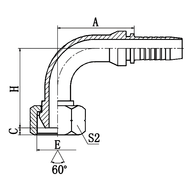 90° BSP Female 60° Cone Hydraulic Fitting 22691