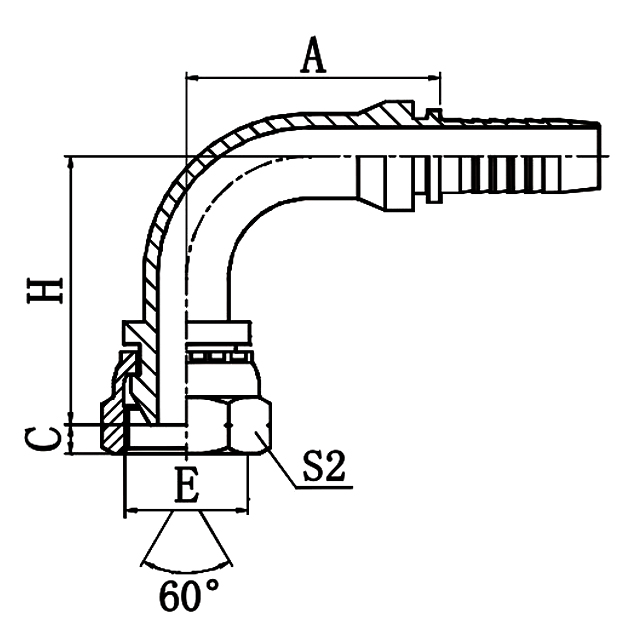 22691 90° BSP Female 60° Cone Hydraulic Fitting.
