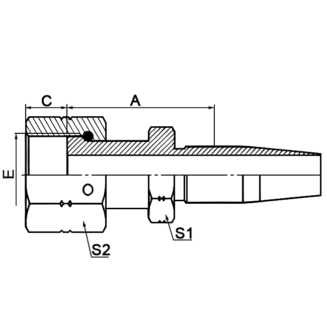 Hydraulic hose fitting 24218D-W ORFS Female Flat Double Hex
