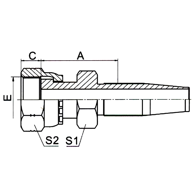 Hydraulic hose fitting 24218D ORFS Female Flat Double Hex