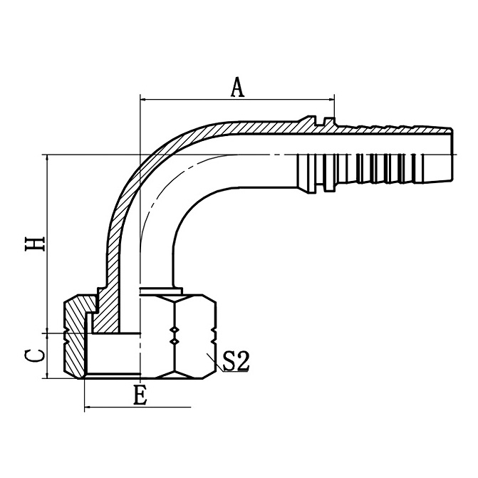 Hose Fitting 24291-T 90° ORFS Female Flat Seal ISO 12151-1 SAE J516