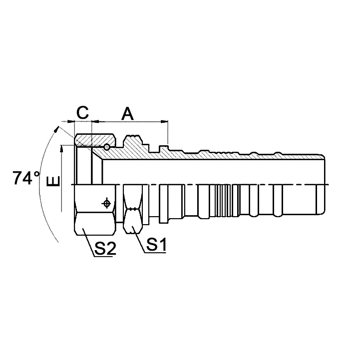 Hose Fitting 26713D-W JIC Female 74° Cone Seat