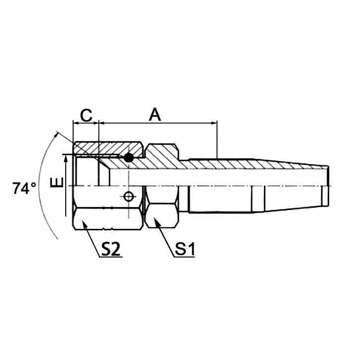 Hydraulic hose fitting 26718D-W JIC Female 74° Cone Seat SAE J514